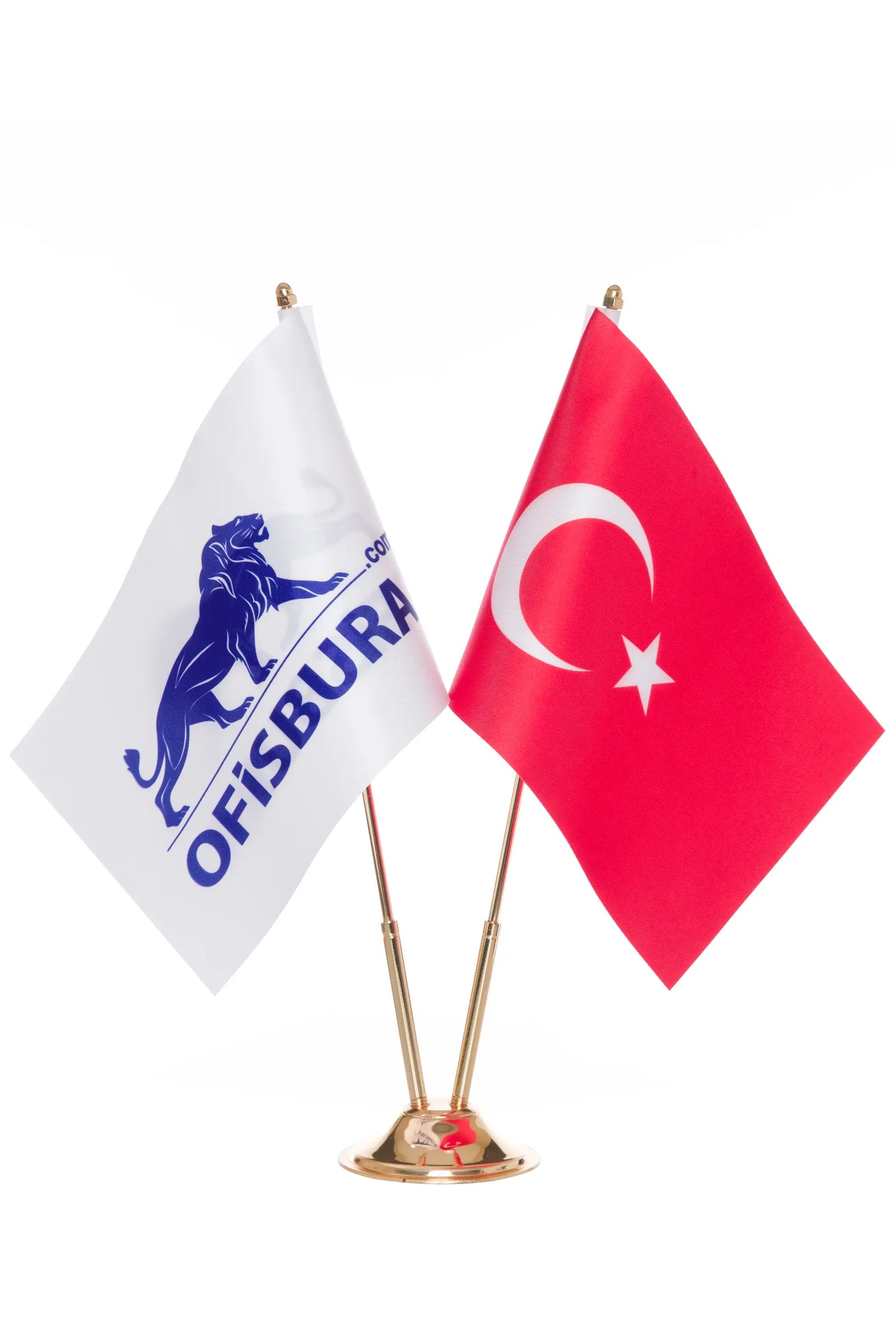 Table Flag | Logo & Turkish Flag Gold Pole