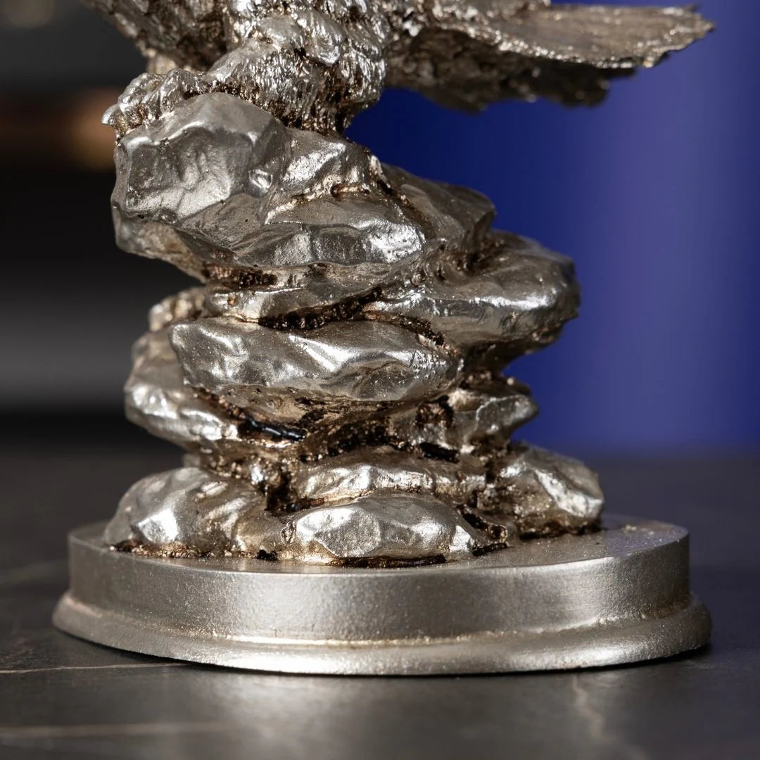 2-Piece Eagle Figurine Set | Silver Polyester