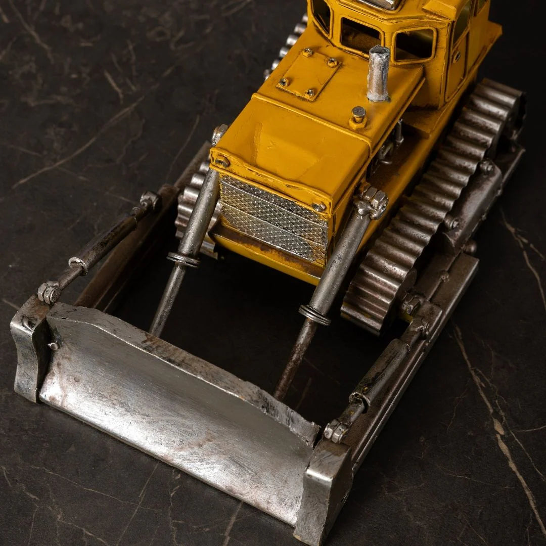 Metal Bulldozer Model - Handmade Antique Decorative Model
