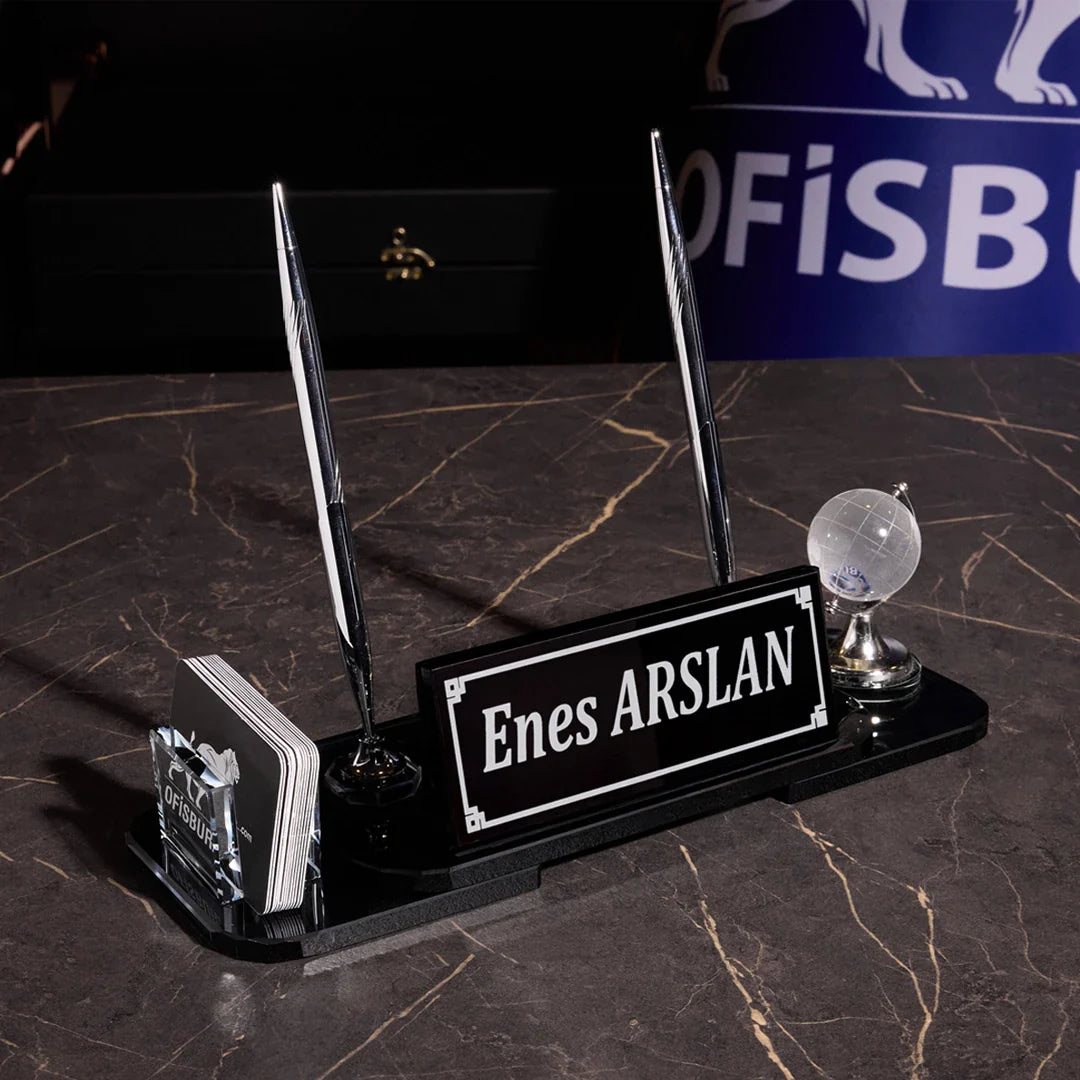Global | Crystal Desk Nameplate – Silver
