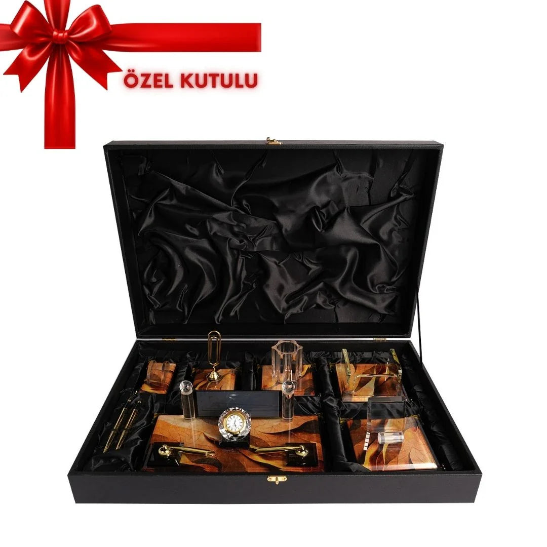 Siena | Gift-Boxed 6-Piece Crystal Desk Set & Nameplate Set