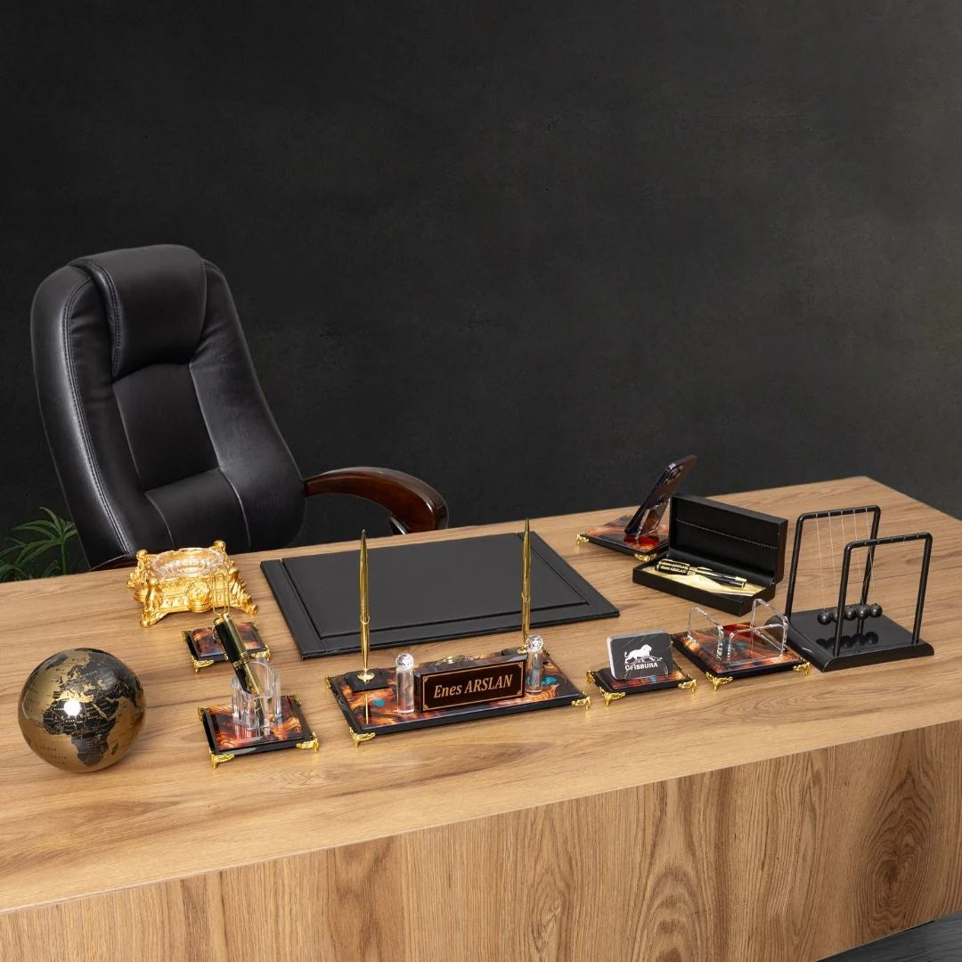 Royalty | 12-Piece Crystal Desk Set & Nameplate Set