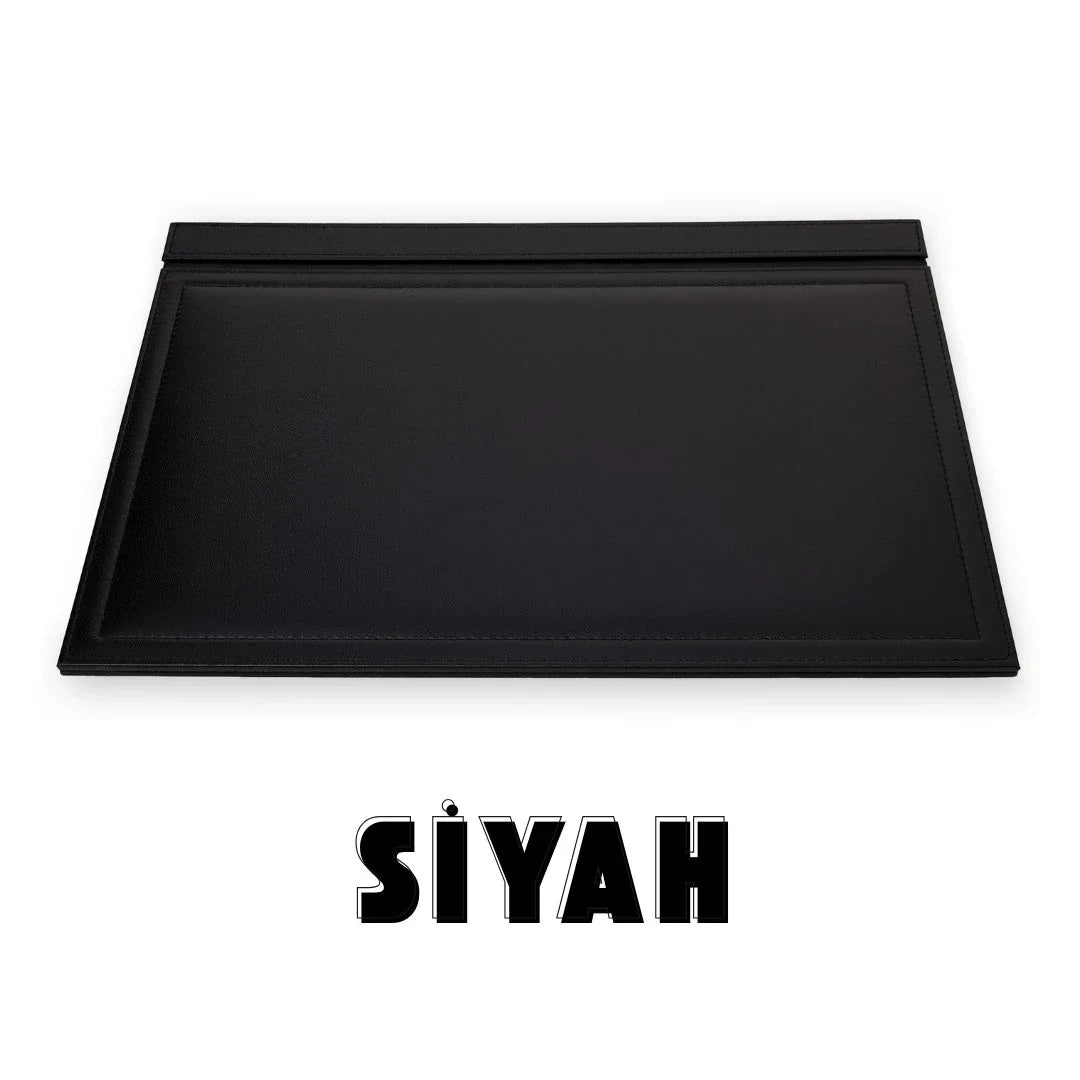Large Leather Desk Set with Flap - Black | 50x35 cm (4 Free Coasters)