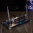Sapphire Crystal Desktop Nameplate Set with Clock, Notepad Holder & Dual Pen Holder - Personalized Desk Nameplate