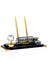 Global Crystal Desk Nameplate Desktop Set - Gold Base