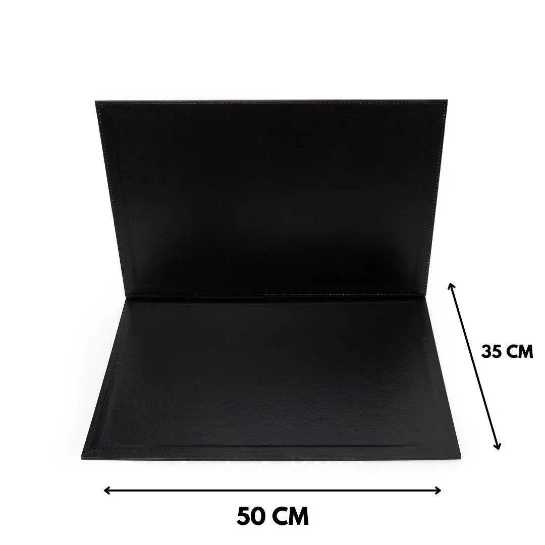 Large Leather Desk Set with Flap - Black | 50x35 cm (4 Free Coasters)