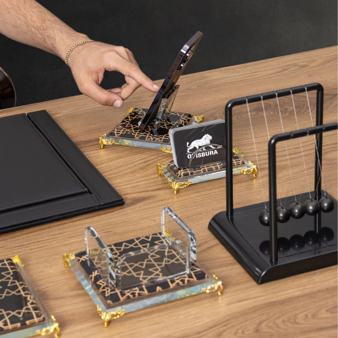 Prestige | 9-Piece Crystal Desk Set & Nameplate Set