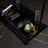 Negro Crystal Desktop Nameplate Set, Matching Desk Sets - Personalized with Clock, Dual Pen Holder & Notepad Holder