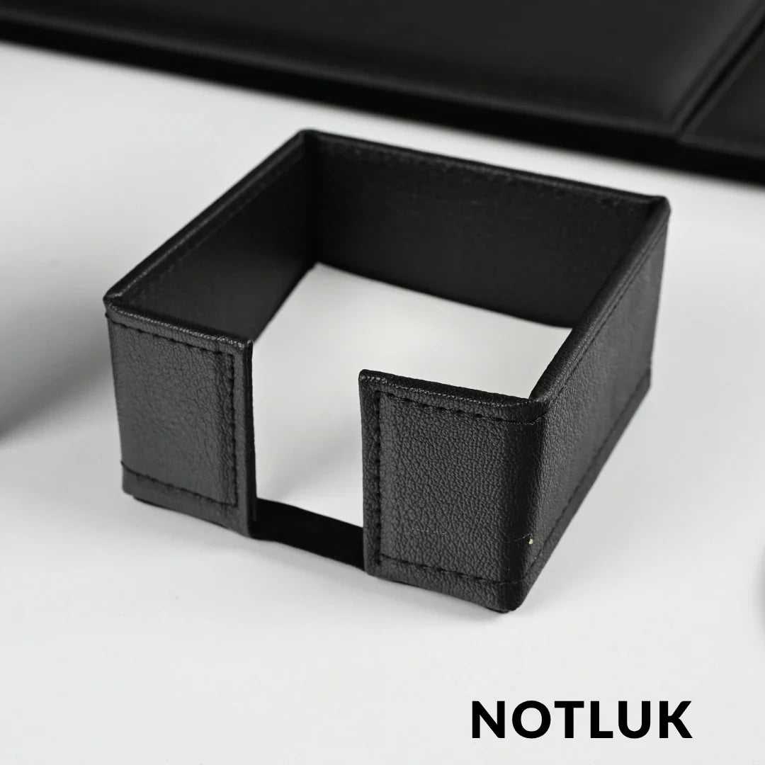 Black - Silver Black 8-Piece Leather Desk Set