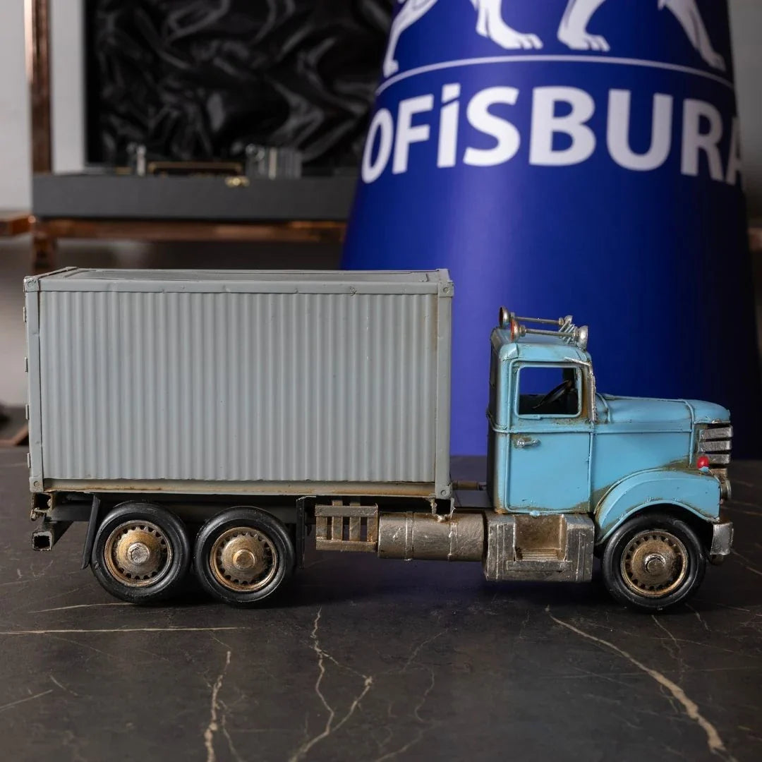 Decorative Metal Pickup Truck Desktop Accessory - Blue