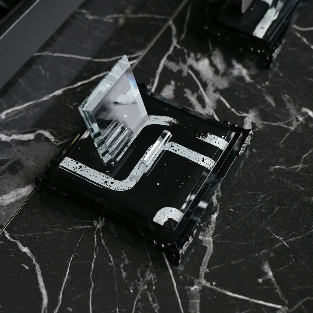 Piano Black | Gift-Boxed 6-Piece Crystal Desk Set & Nameplate Set