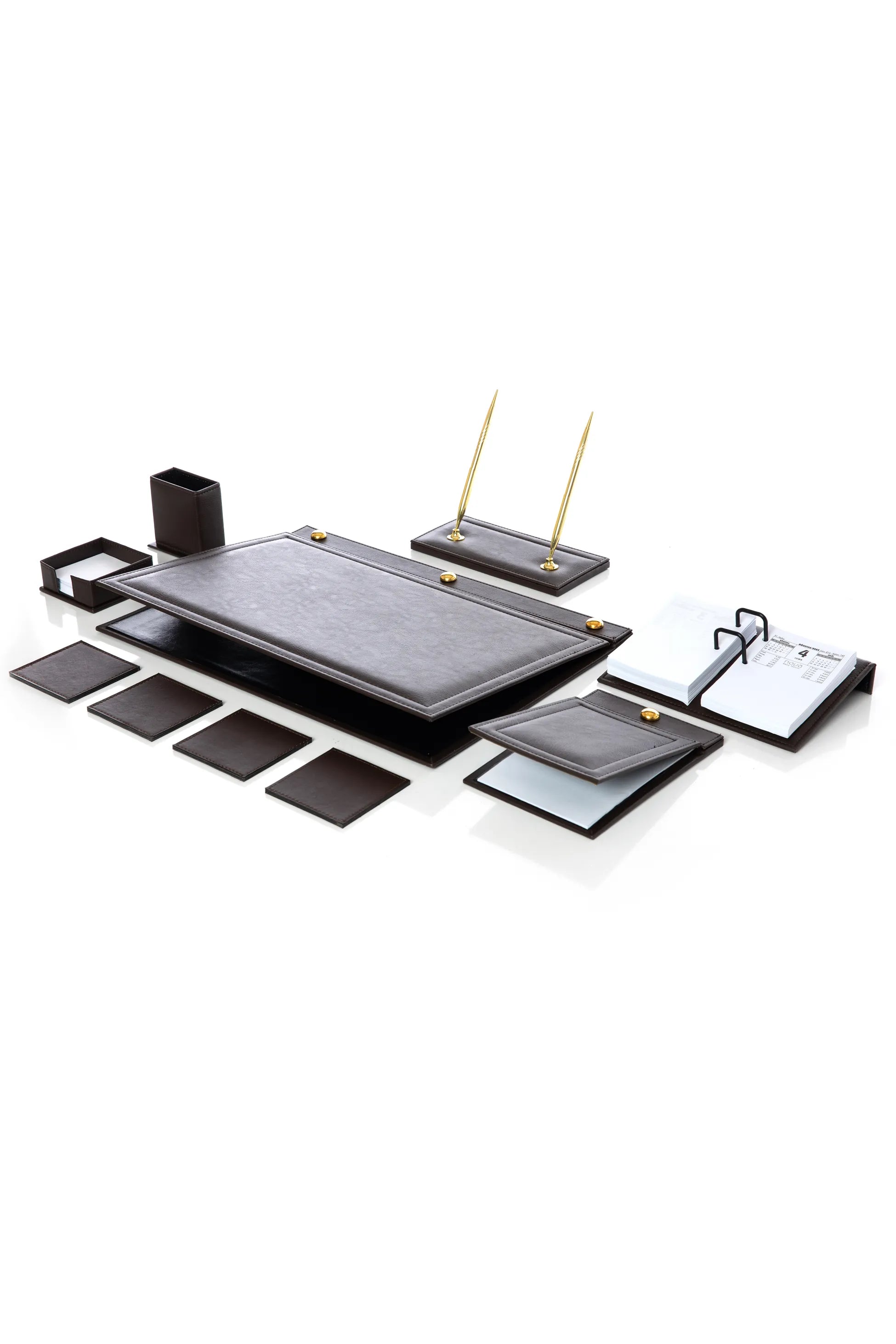 10-Piece Leather Desk Set with Accessories