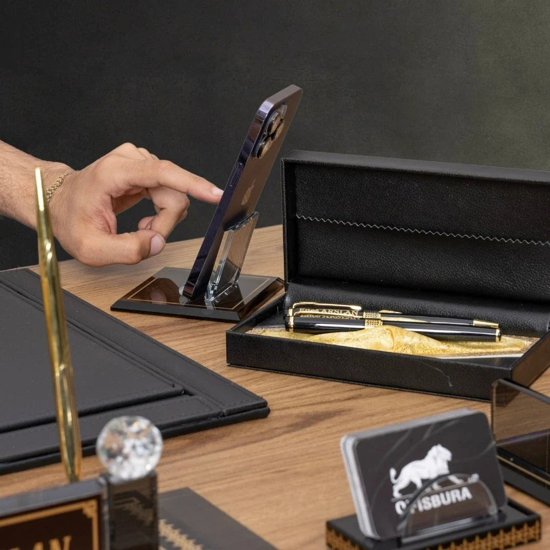 Diamond | 12-Piece Premium Crystal Desk Set & Nameplate Set