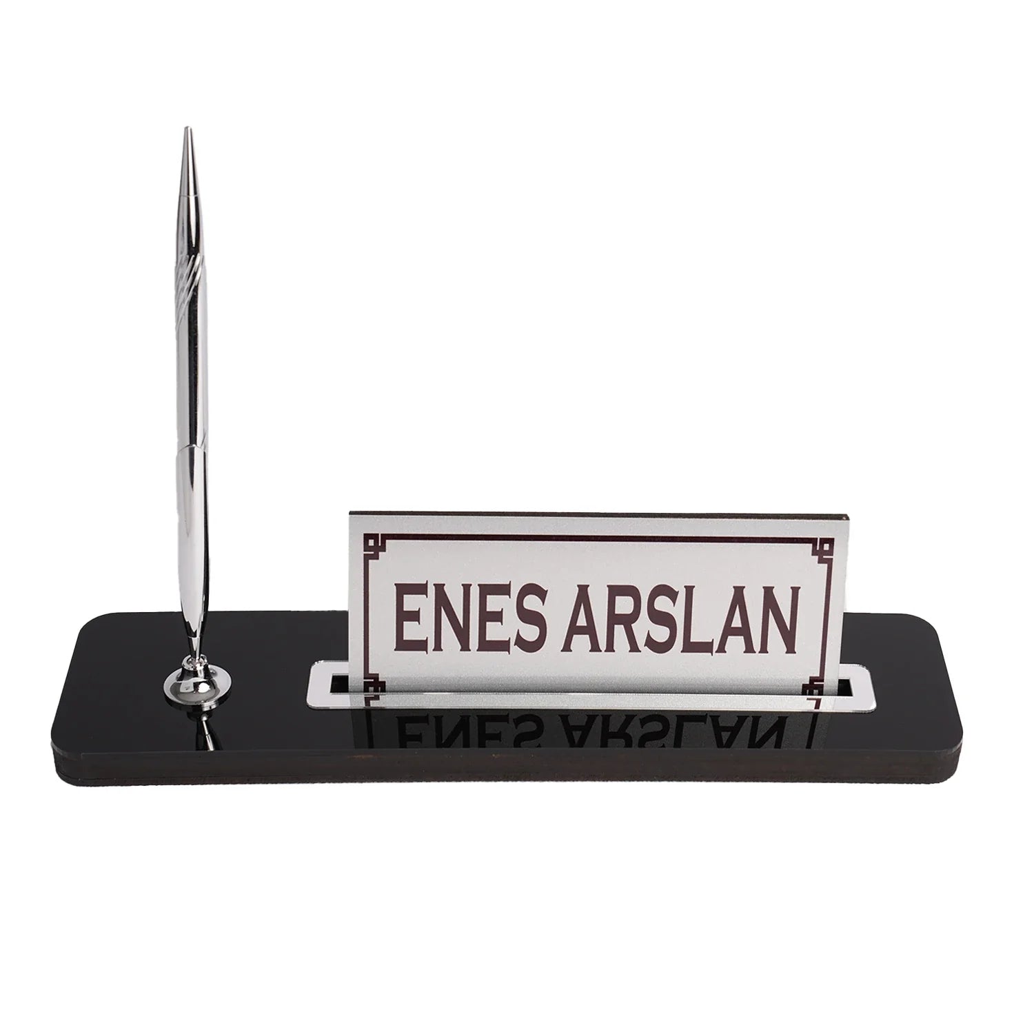 2-Piece Desk Set with Nameplate - Silver