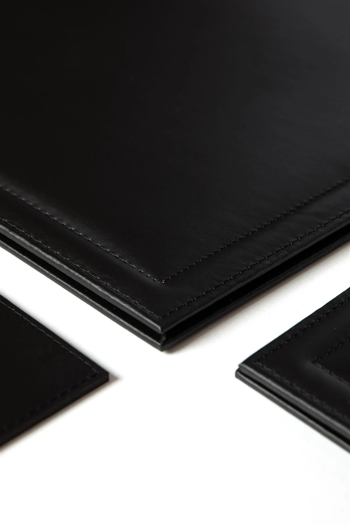 Leather Desk Set with Wooden Nameplate, 10 Pieces