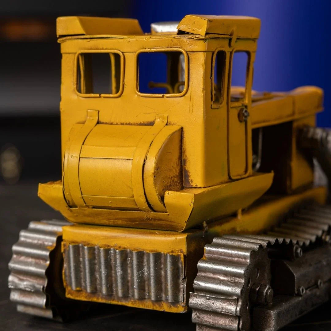 Metal Bulldozer Model - Handmade Antique Decorative Model