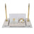 Ephesus Cream Gold-Detail Natural Marble | Luxury Desk Nameplate Set - 30 × 16 Cm