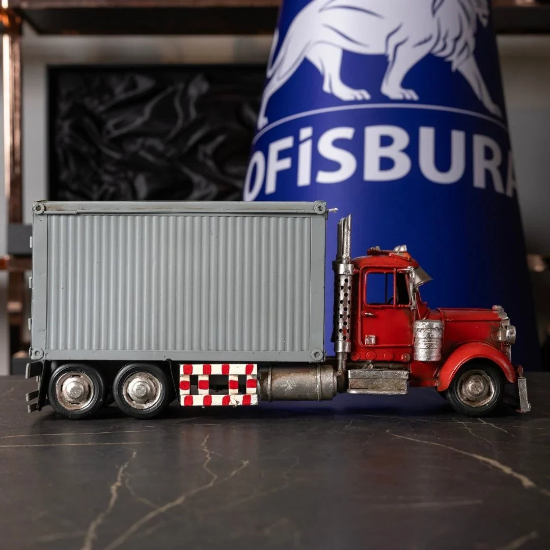 Decorative Metal Red Pickup Truck | with Storage Box & Photo Frame