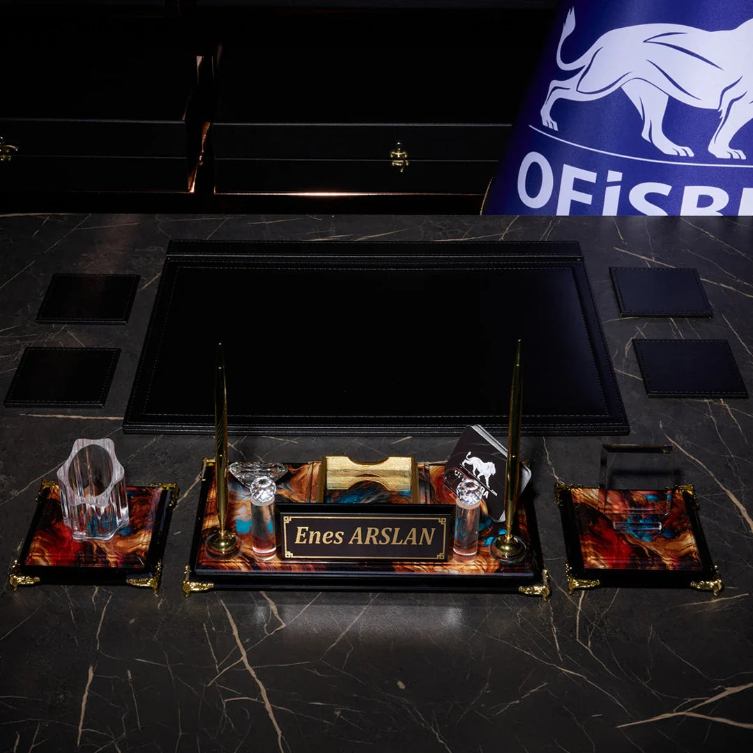 Royalty | 8-Piece Crystal Desk Set & Nameplate Set