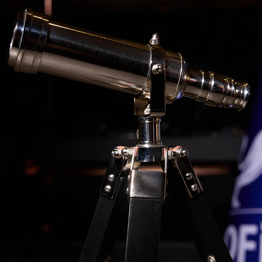 Telescope Black Wooden Tripod Silver 35 cm - Luxury Office Object
