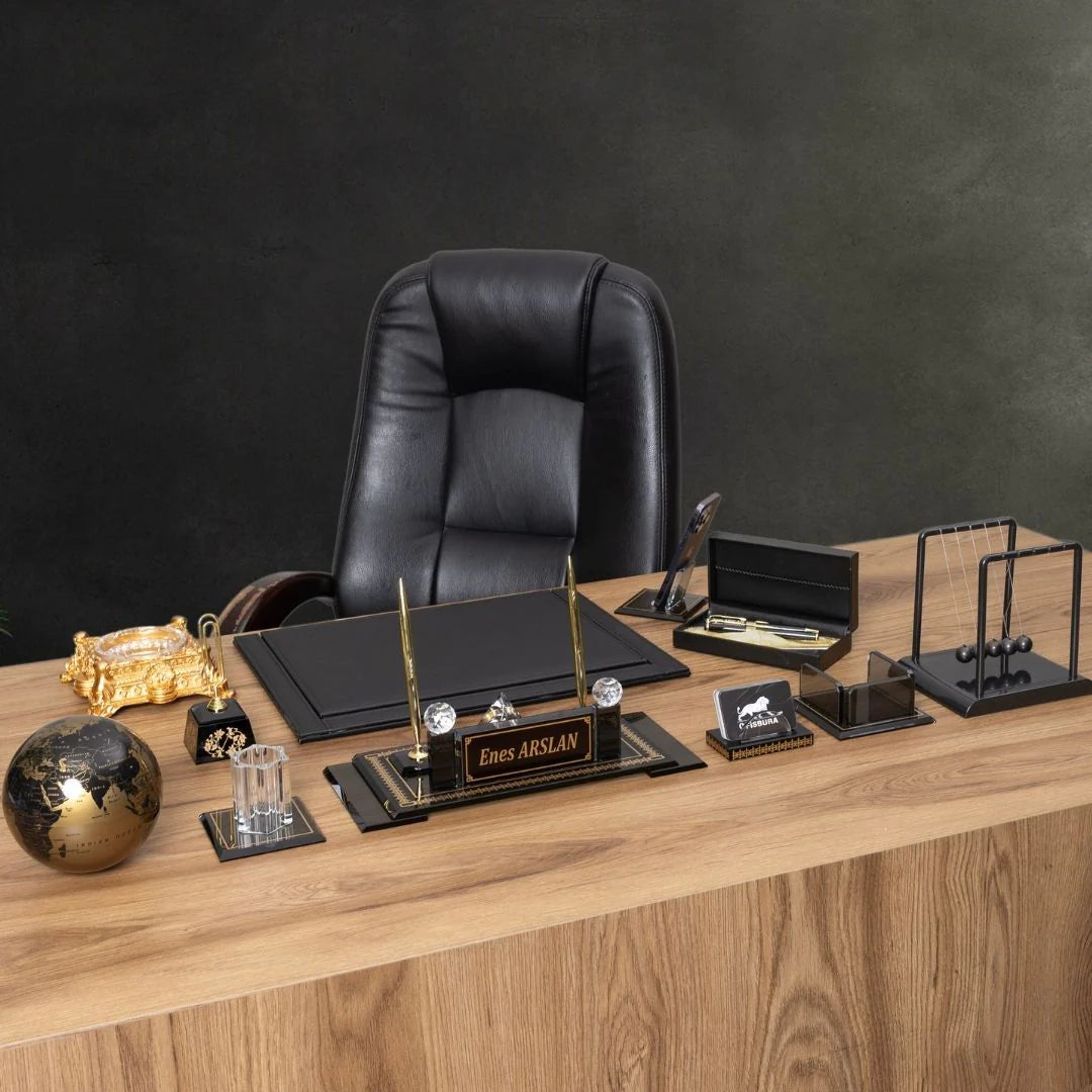 Diamond | 12-Piece Premium Crystal Desk Set & Nameplate Set