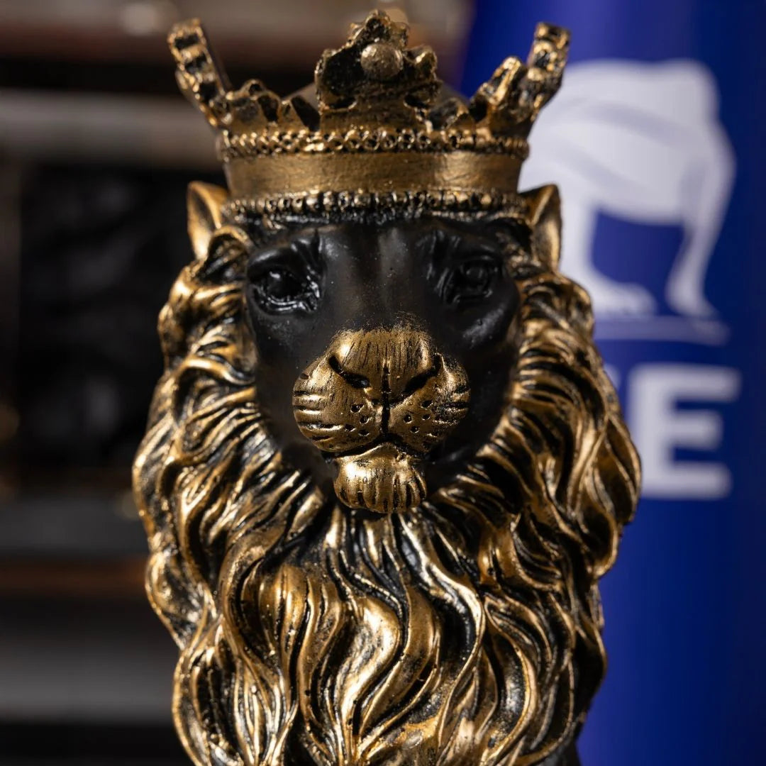 2-Piece Black King Lion Figurine Set | 35 cm Polyester
