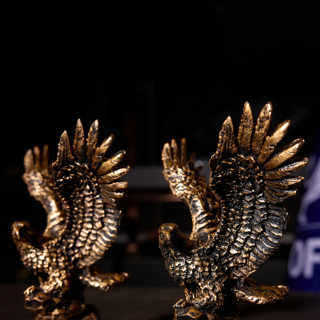 2-Piece Eagle Figurine Set | Black Polyester