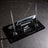 Signature Black Marble Desktop Nameplate Set with Clock & Dual Pen Holder - Personalized Desk Nameplate
