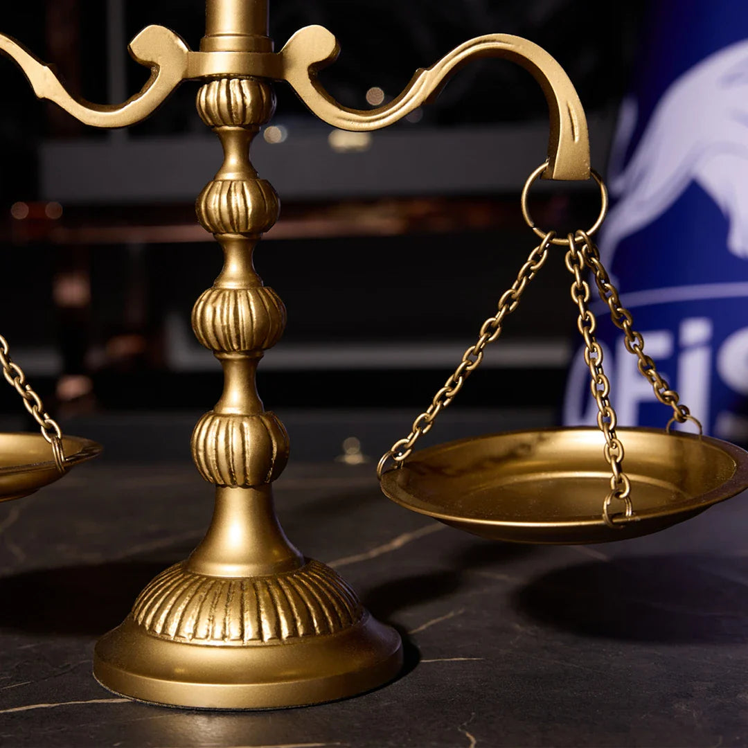 World Accessory with Scales of Justice | Gold | 35 cm