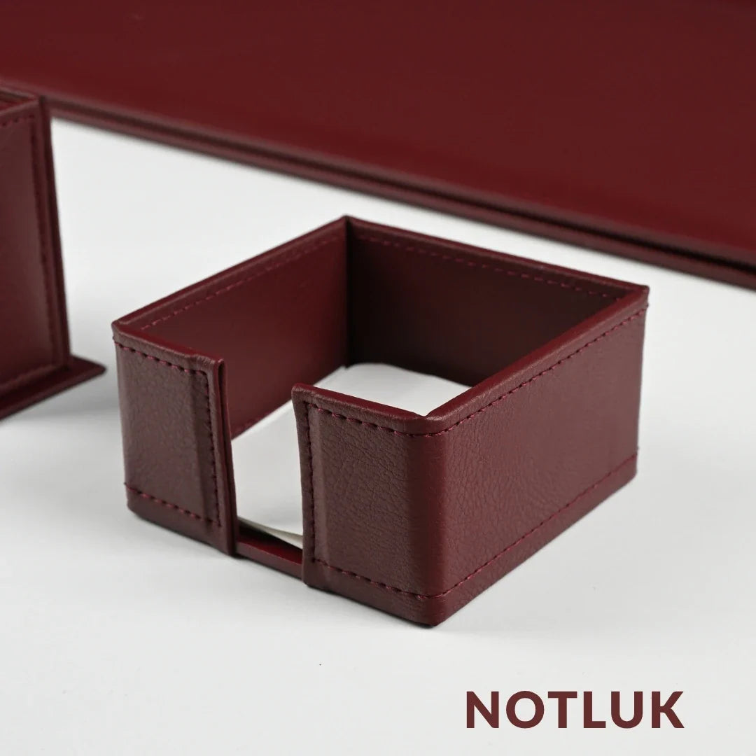 Burgundy 8-Piece Leather Desk Set