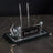 Knit-Pattern Silver Crystal Desk Nameplate - Dual Pen Holder & Clock Office Set
