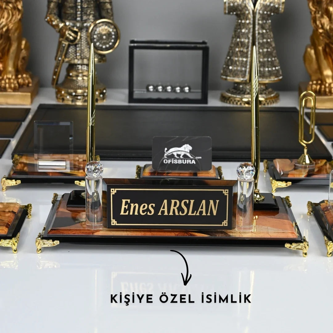 Siena | 20-Piece Premium Crystal Desk Set & Nameplate Set