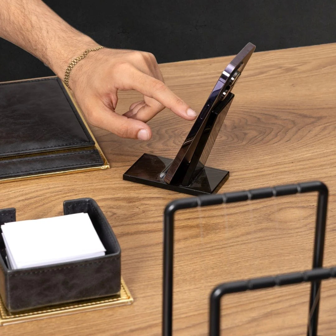 Aura Gold Leather 14-Piece Premium Desk Set