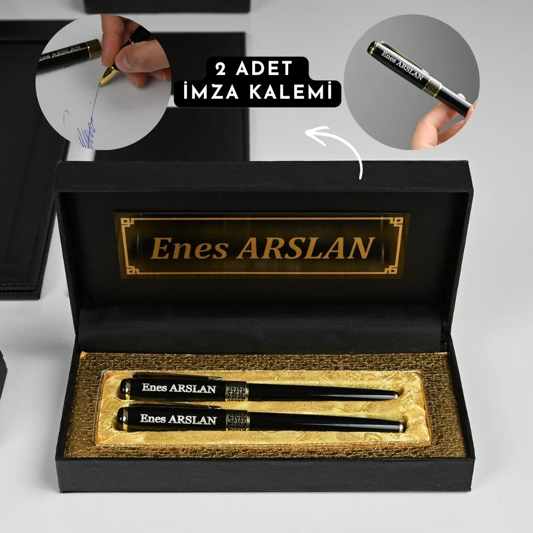 Special Crystal | 20-Piece Premium Crystal Desk Set & Nameplate Set - Gold Accents
