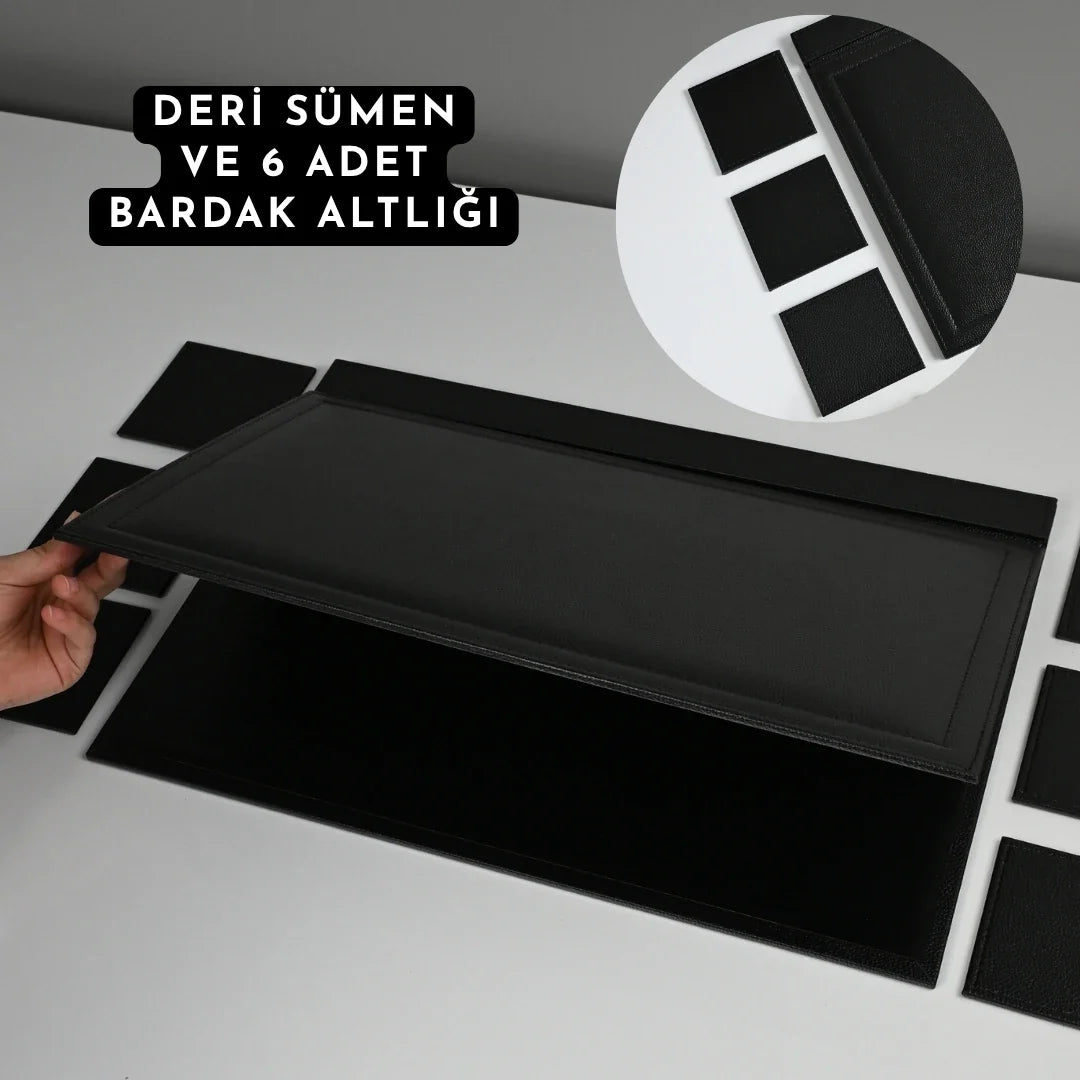 Piano Black | 20-Piece Premium Crystal Desk Set & Nameplate Set