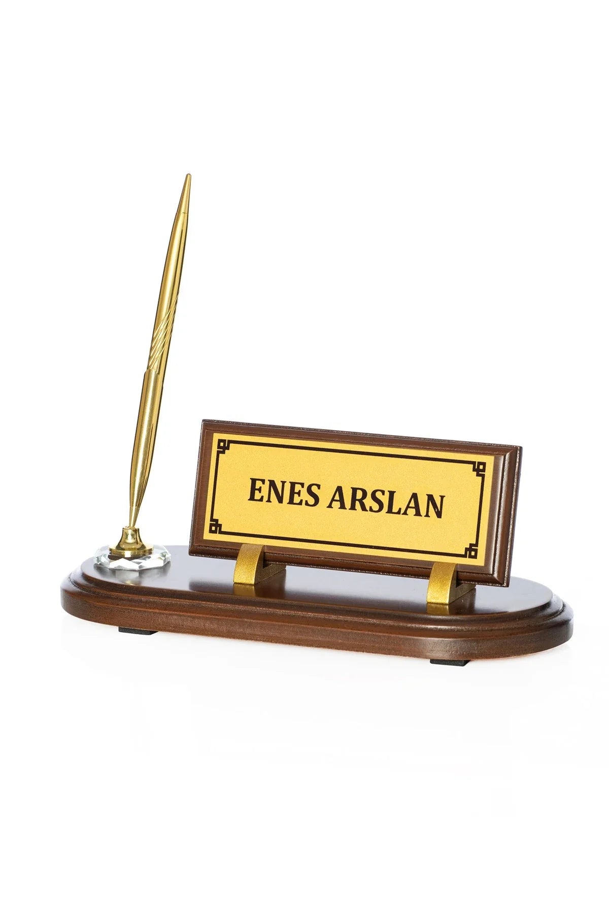 Wooden Desk Nameplate – Single Pen Holder | Personalized Office Nameplate