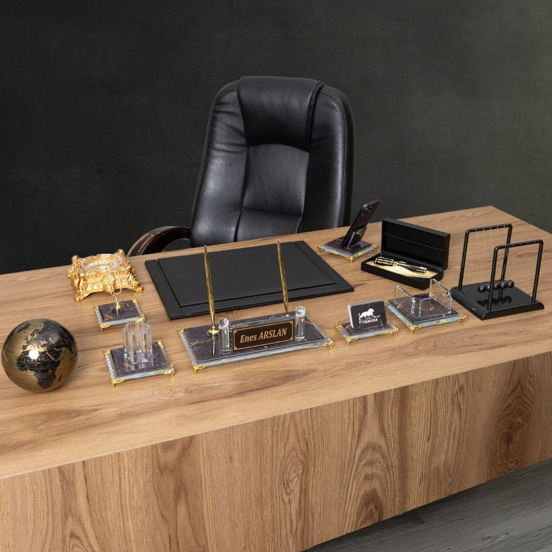 Elegance | 12-Piece Crystal Desk Set & Nameplate Set