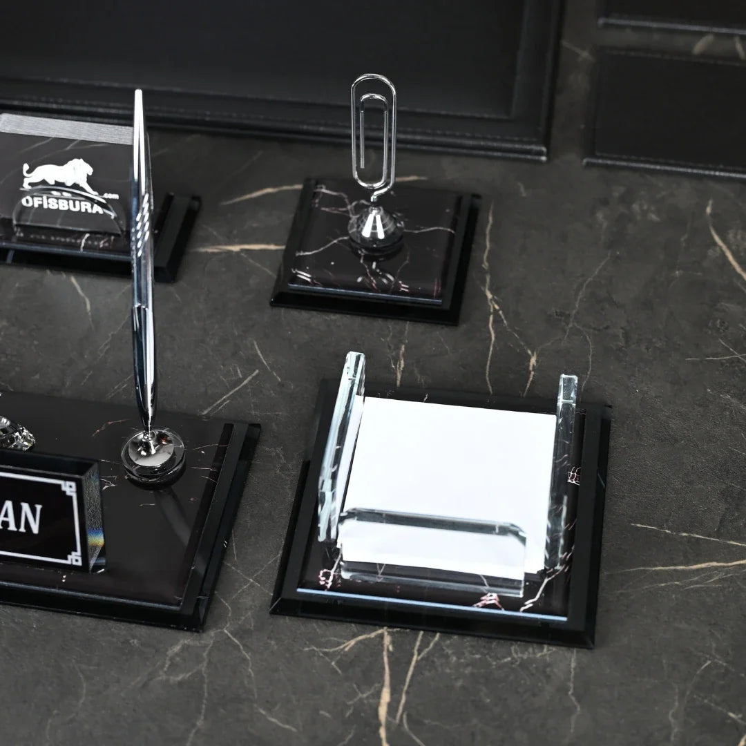 Midi Zebra | 13-Piece Crystal Desk Set & Nameplate Set