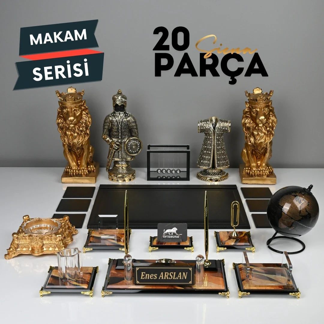 Siena | 20-Piece Premium Crystal Desk Set & Nameplate Set
