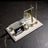 Ottoman Crest Marble Desktop Nameplate Set, Matching Desk Sets - Personalized, with Clock & Dual Pen Holder, Cream