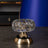 Crystal Glass Ashtray, Gold Detail, Footed - 15 cm