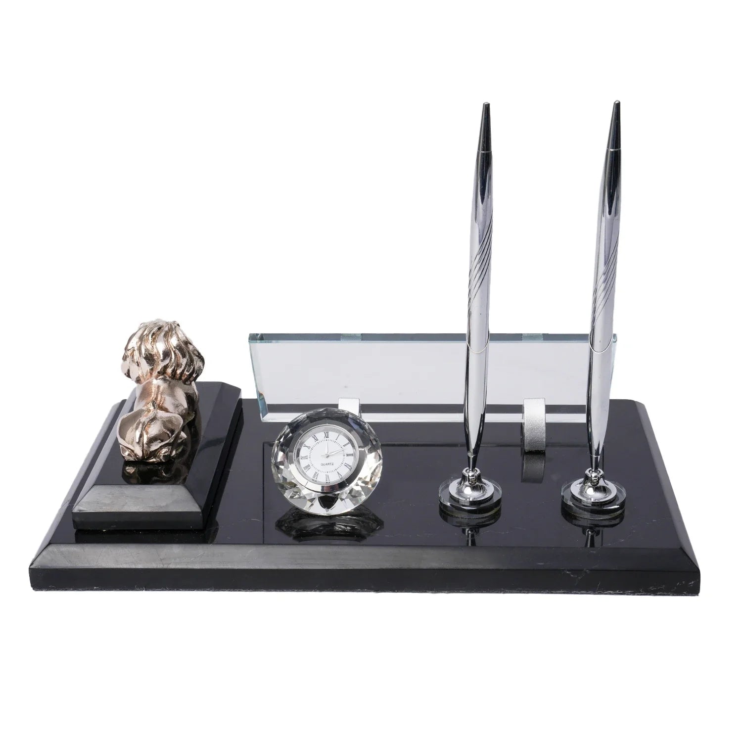 Lion | Marble Desk Nameplate – Black
