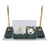 Ephesus Emerald Green Marble Desk Nameplate | Gold-Accent Luxury Set - 30 × 16 Cm