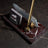 Burgundy Marble Desk Nameplate | Personalized Office Nameplate with Gold Pen Holder