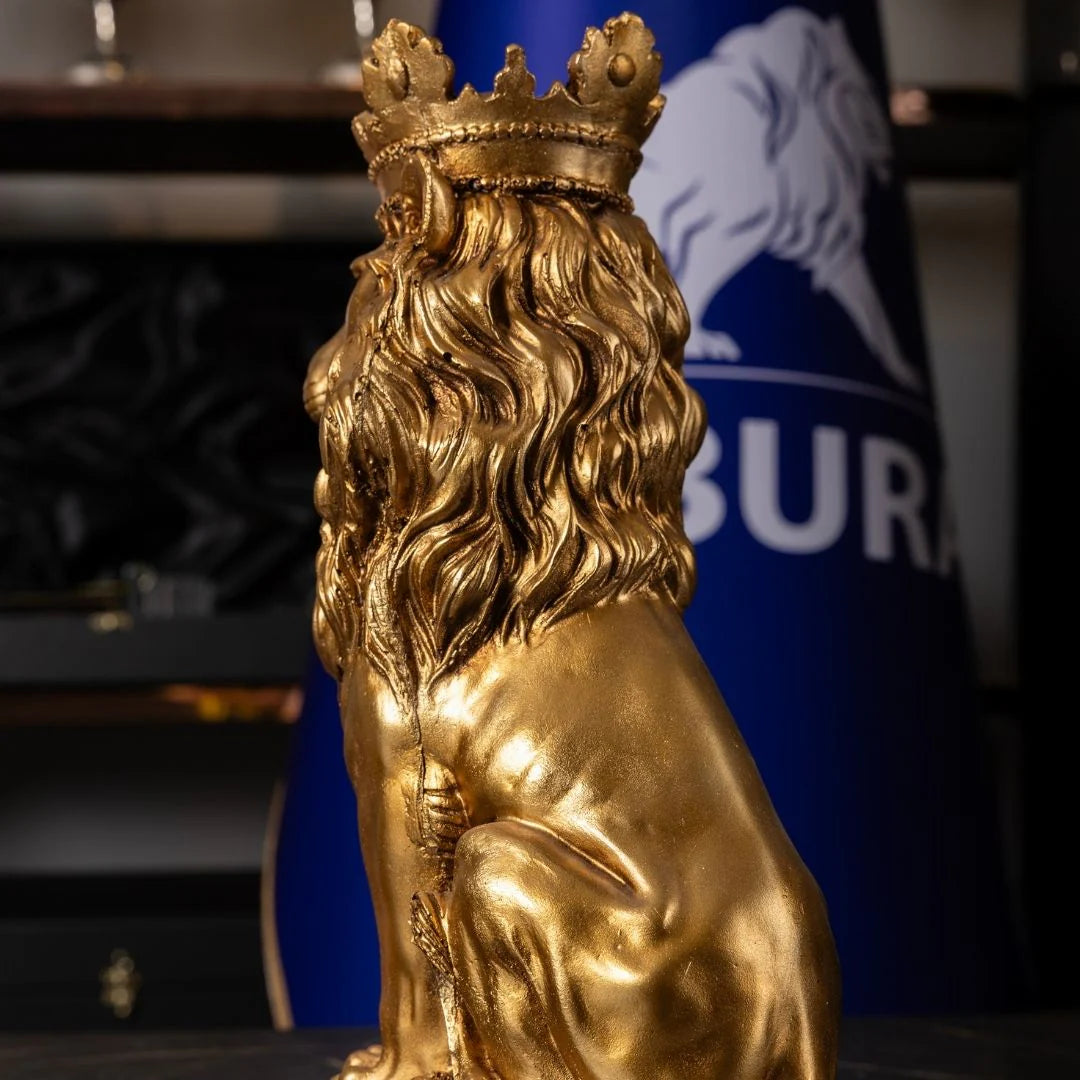 2-Piece Gold King Lion Figurine Set | 35 cm Polyester
