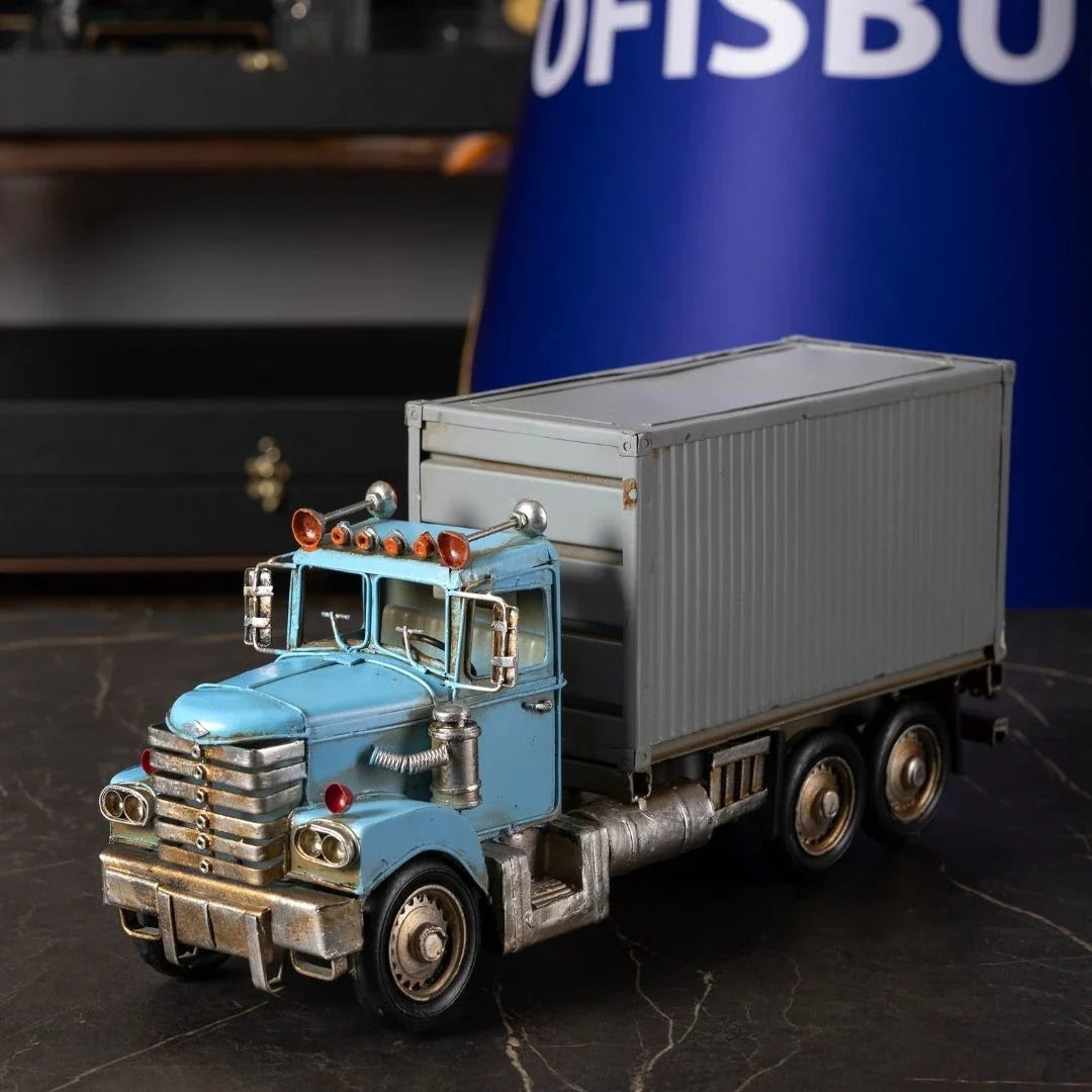 Decorative Metal Pickup Truck Desktop Accessory - Blue