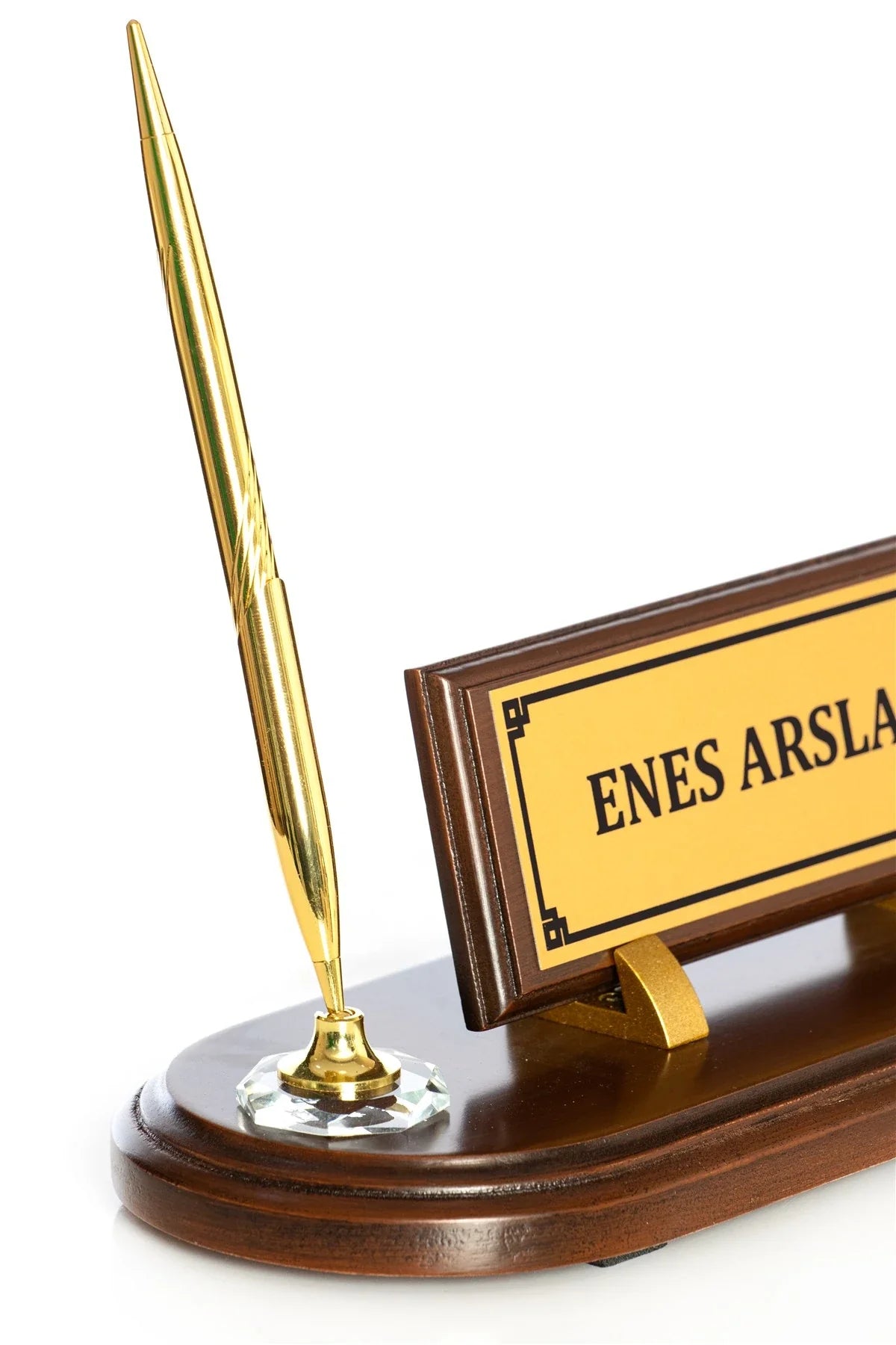 Wooden Desk Nameplate – Single Pen Holder | Personalized Office Nameplate