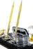 Global Crystal Desk Nameplate Desktop Set - Gold Base