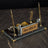 Marble-Pattern Gold Crystal Glass Desk Nameplate - Executive Office Nameplate with Clock & Dual Pen Holder