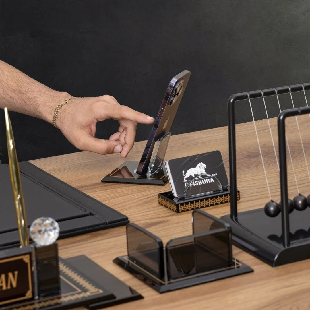 Diamond | 9-Piece Premium Crystal Desk Set & Nameplate Set